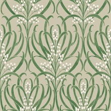 Taupe & Green Calluna Leaf Wallpaper