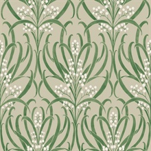 Taupe & Green Calluna Leaf Wallpaper