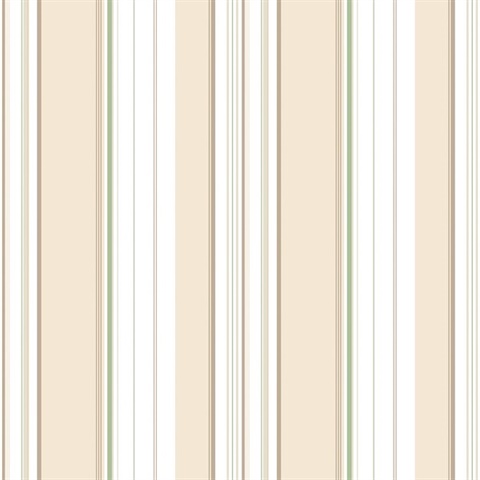 Taupe & Green Multi Sized Stripe Wallpaper