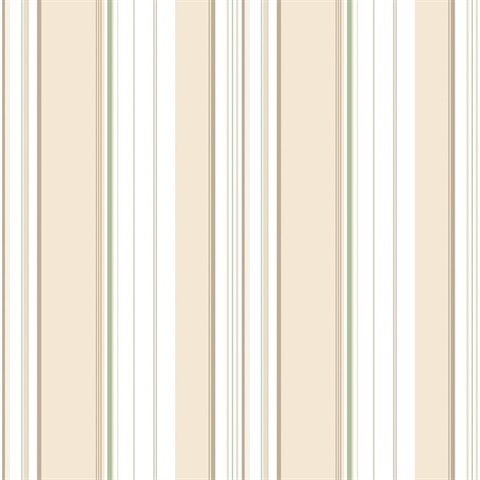 Taupe & Green Multi Sized Stripe Wallpaper
