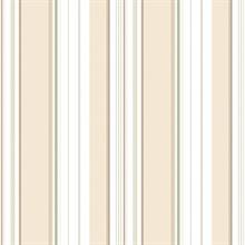 Taupe & Green Multi Sized Stripe Wallpaper