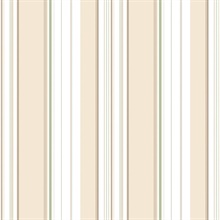 Taupe & Green Multi Sized Stripe Wallpaper