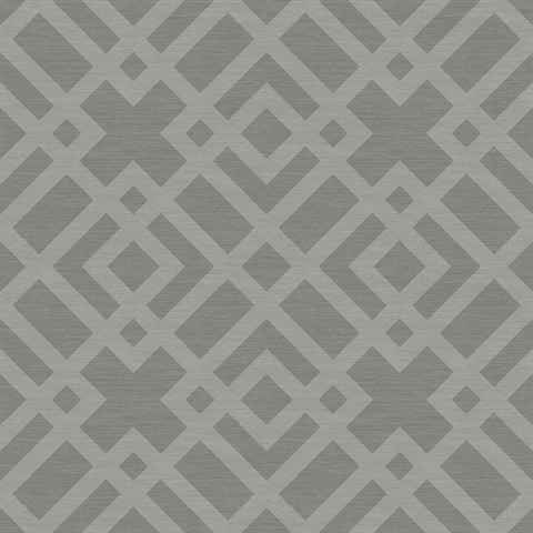 Taupe & Grey Geometric Lattice on Faux Grasscloth Finish Background Wa