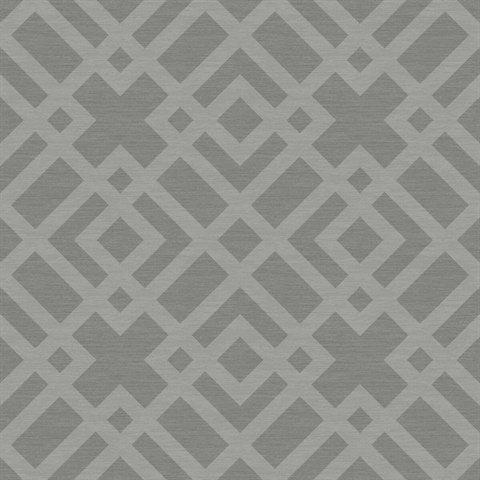 Taupe & Grey Geometric Lattice on Faux Grasscloth Finish Background Wa