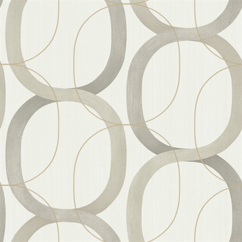 Taupe Interlock Geometric Chain Trellis Wallpaper