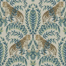 Taupe Jungle Leopard & Leaf Wallpaper