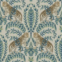 Taupe Jungle Leopard & Leaf Wallpaper