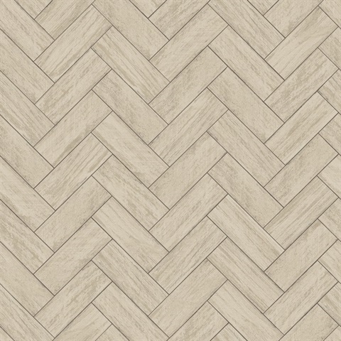 Taupe Kaliko Taupe Wood Herringbone Wallpaper