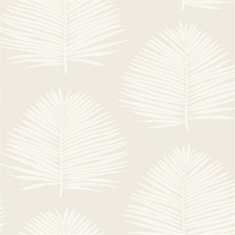 Taupe Large Palm Leaf Block Print Wallpaper