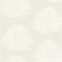Taupe Large Palm Leaf Block Print Wallpaper