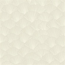 Taupe Luminous Ginkgo Leaf Art Deco Wallpaper