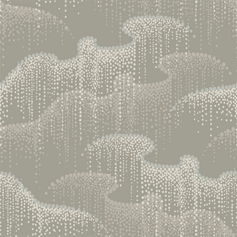 Taupe Moonlight Pearls Metallic Dots Wallpaper