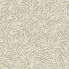 Taupe & Neutral Rowan Leaf Wallpaper
