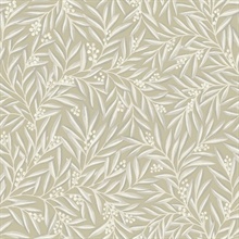 Taupe &amp; Neutral Rowan Leaf Wallpaper