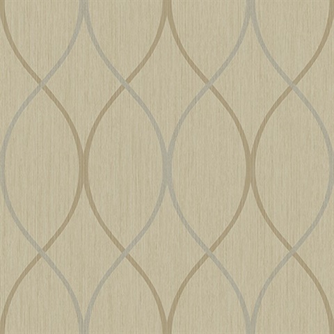 Taupe Ogee Lines On Textured Lines Wallpaper