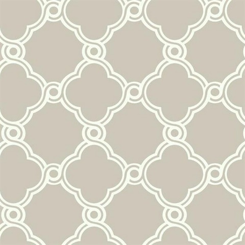Taupe Open Trellis Prepasted Wallpaper