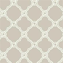 Taupe Open Trellis Prepasted Wallpaper