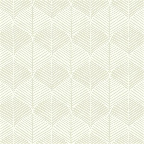 Taupe Palm Leaves Thatch Prepasted Wallpaper