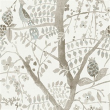 Taupe Peacock On Tree Branch Wallpaper
