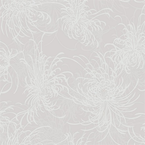 Taupe Pearlescent Glitter Feather Wallpaper