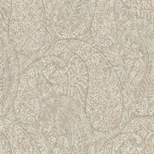 Taupe & Pink Kashmir Dreams Indian Paisley Wallpaper