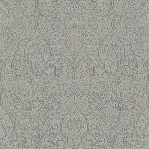 Taupe & Silver Metallic Foil Paradise Floral Wallpaper