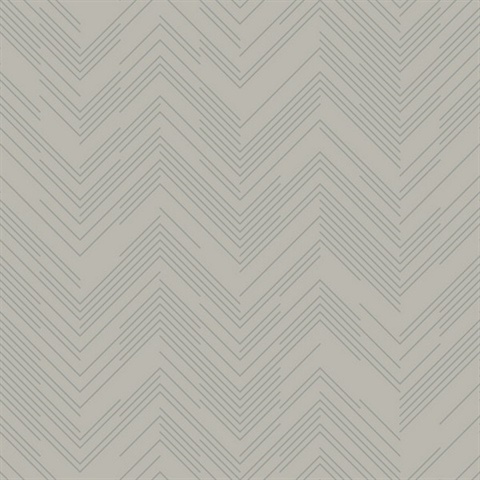 Taupe & Silver Modern Chevron Line Wallpaper