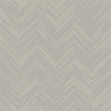 Taupe &amp; Silver Modern Chevron Line Wallpaper