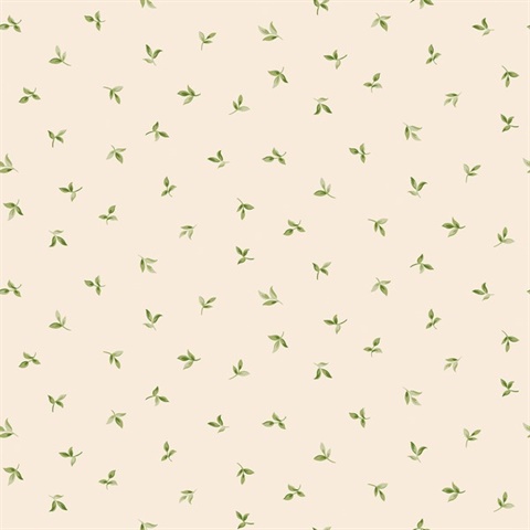 Taupe Small Leaf Toss Wallpaper