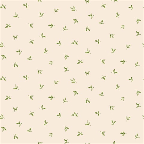 Taupe Small Leaf Toss Wallpaper