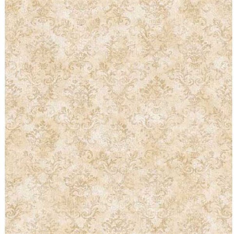 Taupe Stencil Damask Wallpaper