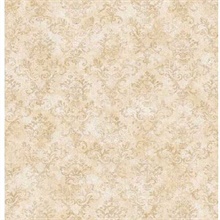 Taupe Stencil Damask Wallpaper