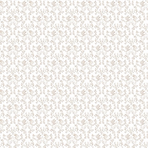 Taupe Subtle Ogee Floral & Leaf Wallpaper