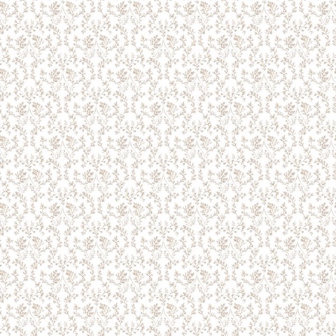 Taupe Subtle Ogee Floral & Leaf Wallpaper