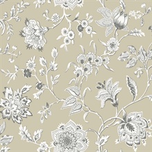 Taupe Sutton Floral Branch Wallpaper