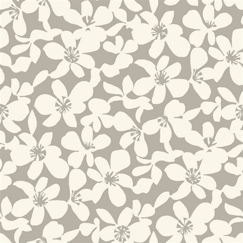 Taupe Textured Wildflower Free Spirit Wallpaper
