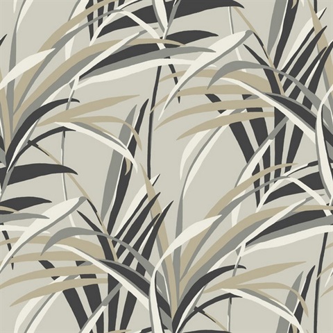 Taupe Tropical Paradise Windy Reeds Wallpaper