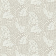 Taupe Vinca Leaf Wallpaper