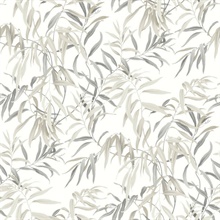 Taupe Willow Leaf Wallpaper