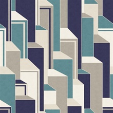 Teal Architectural 3D Geometric Wallpaper