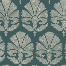 Teal & Cream Ottoman Fans Wallpaper