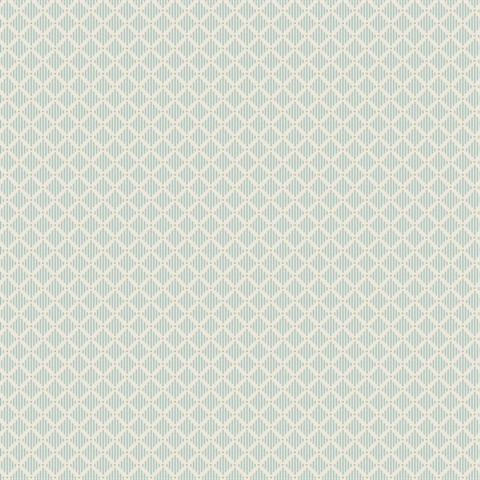 Teal Diamond Gate Trellis Wallpaper