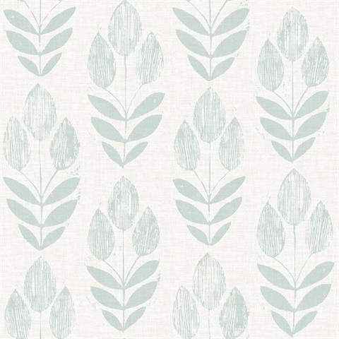 Teal Garland Teal Block Tulip Wallpaper