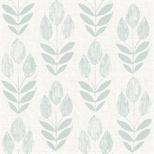 Teal Garland Teal Block Tulip Wallpaper