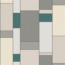 Teal Geometric Squares & Rectangles Pop Art Wallpaper