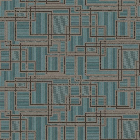 Teal Geometric Textured Shapes and Lines Wallpaper