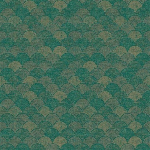 Teal & Gold Mermaid Scales Wallpaper