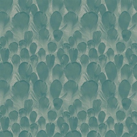 Teal & Green Feathers Wallpaper