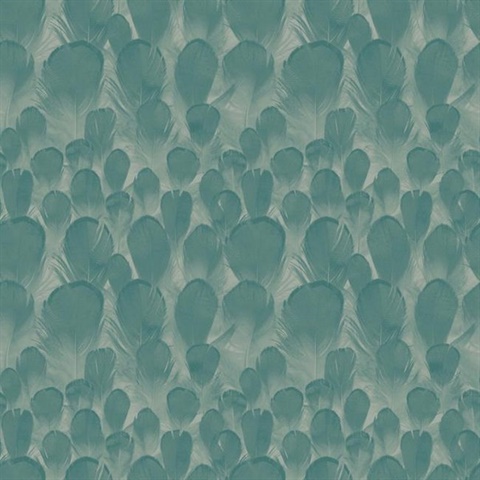 Teal & Green Feathers Wallpaper