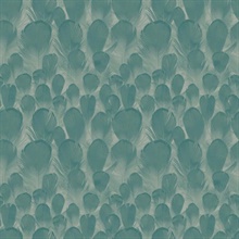 Teal & Green Feathers Wallpaper